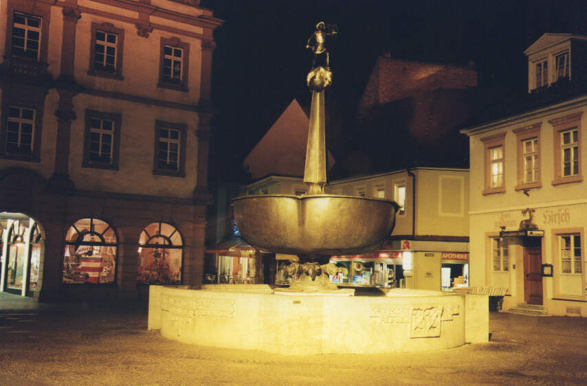 Brunnen Speyer Fugängerzone bei Nacht 63kb